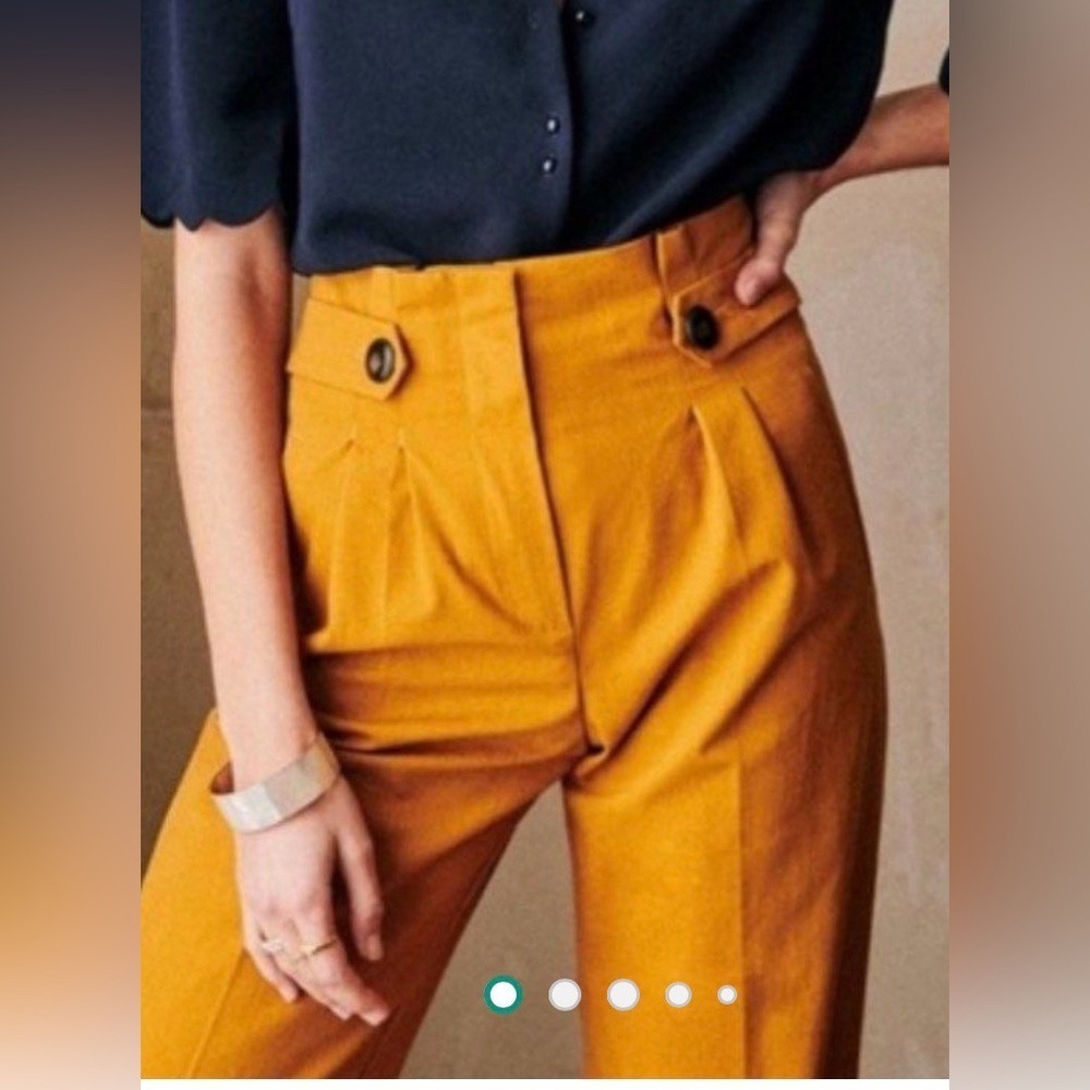 Sézane pants Mustard yellow Armando Trousers 14 Ocre $288 - Picture 14 of 14